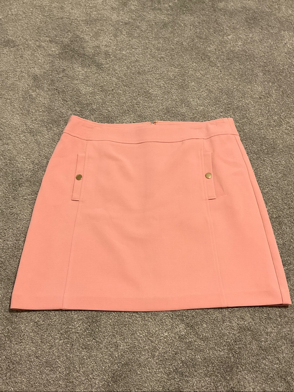 LOFT Coral Pink Midi A-Line Skirt with Gold Buttons